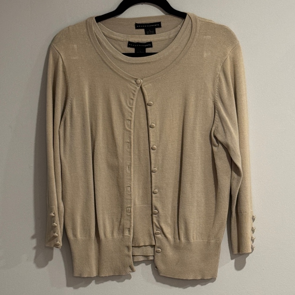 Grace Elements Sage Green Cardigan Sweater Set